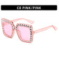 Lunettes de soleil à monture carrée large avec strass, style urbain, tendance, été