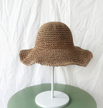 Chapeau de protection solaire pour sortie d'été pour femmes,chapeaux de paille pliables, chapeau de plage cool pour les vacances