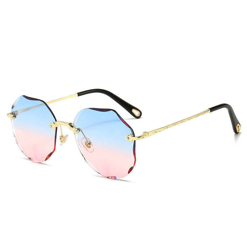 Lunettes de soleil polygonales pour femmes, lunettes de soleil sans monture