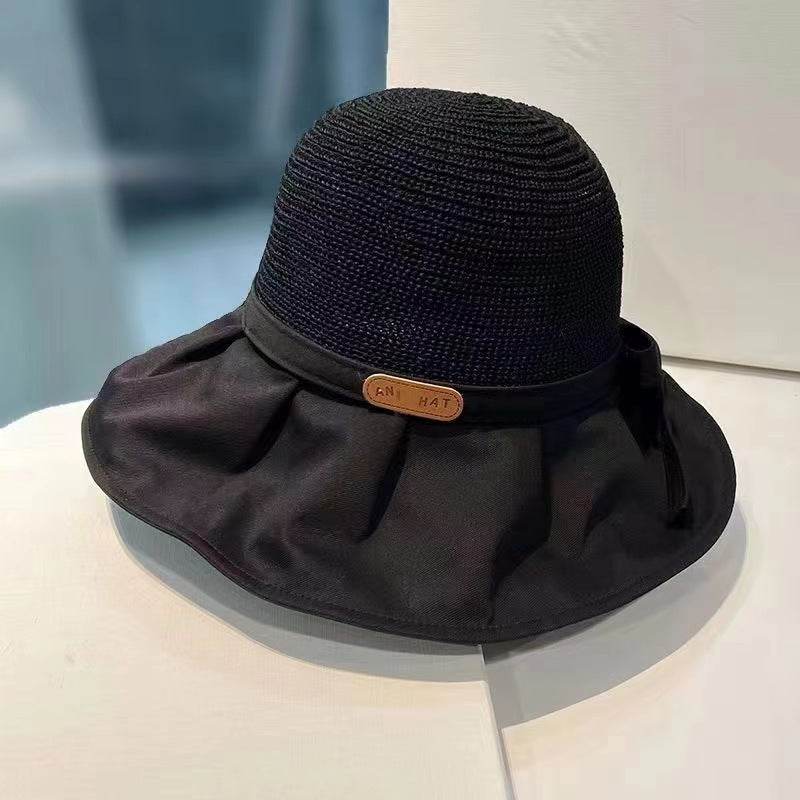 Chapeau à nœud et bord plissé, été chic