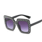 Lunettes de soleil à monture carrée large avec strass, style urbain, tendance, été