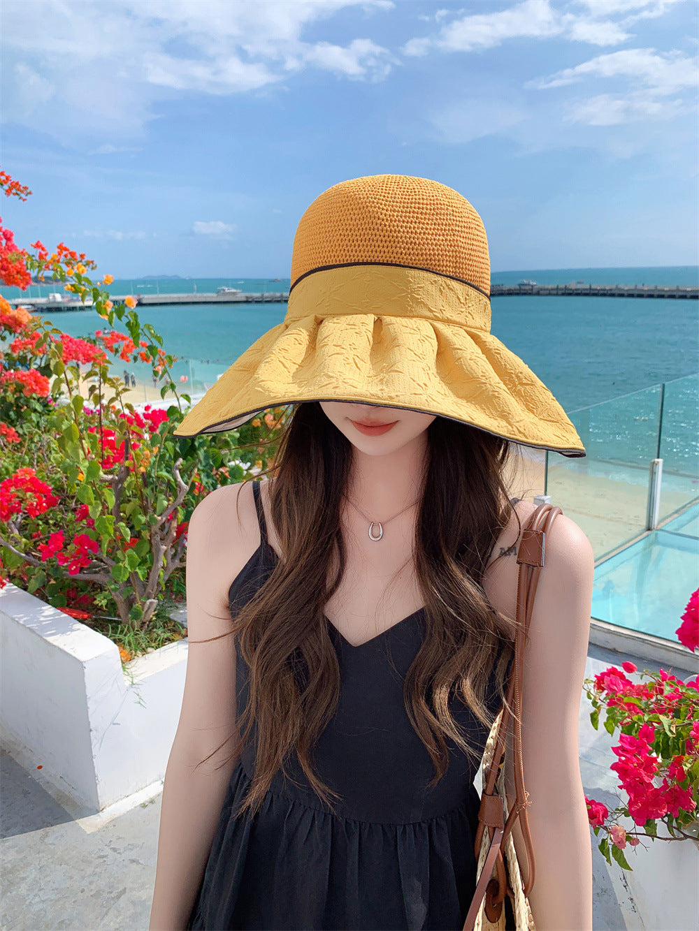 Chapeau de soleil , large,pour femme avec protection UV