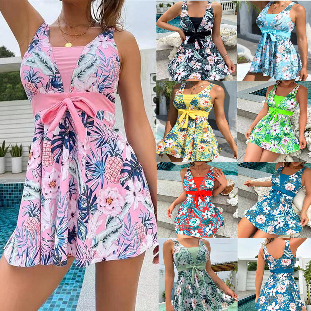 Robe de plage, robe de bain  imprimée avec culotte assortie