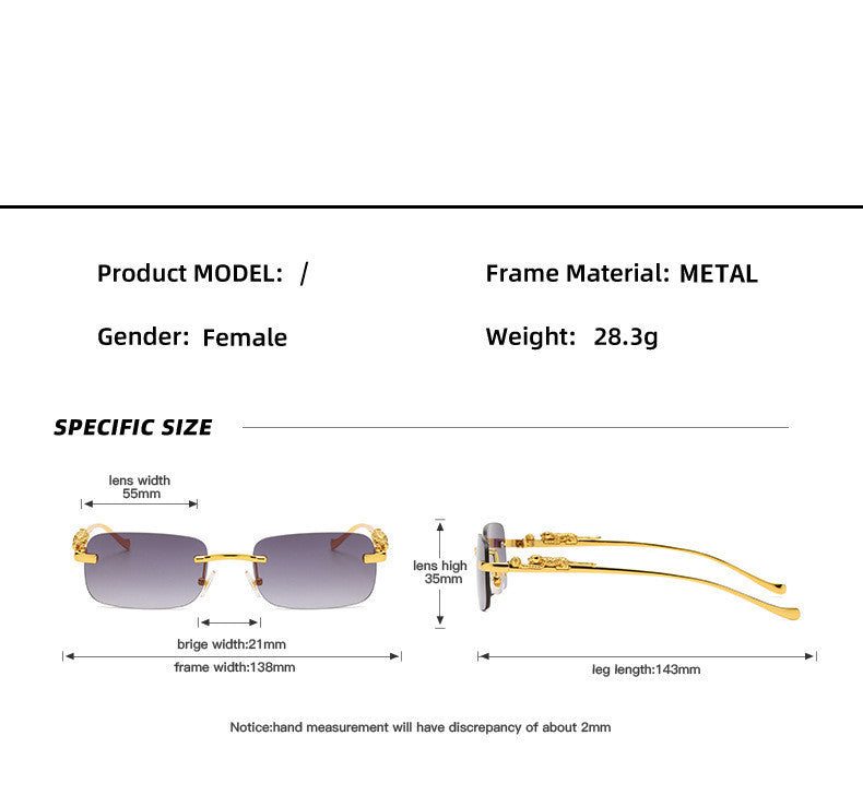 Lunettes de soleil rétro en métal à tête de léopard Lunettes transfrontalières