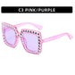 Lunettes de soleil à monture carrée large avec strass, style urbain, tendance, été