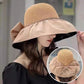 Chapeau de soleil en paille, avec large bord tissu satin et grand nœud, chapeau anti-UV, protection du visage