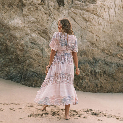 Robe à imprimé floral pour femme, vêtements de plage bohème irréguliers